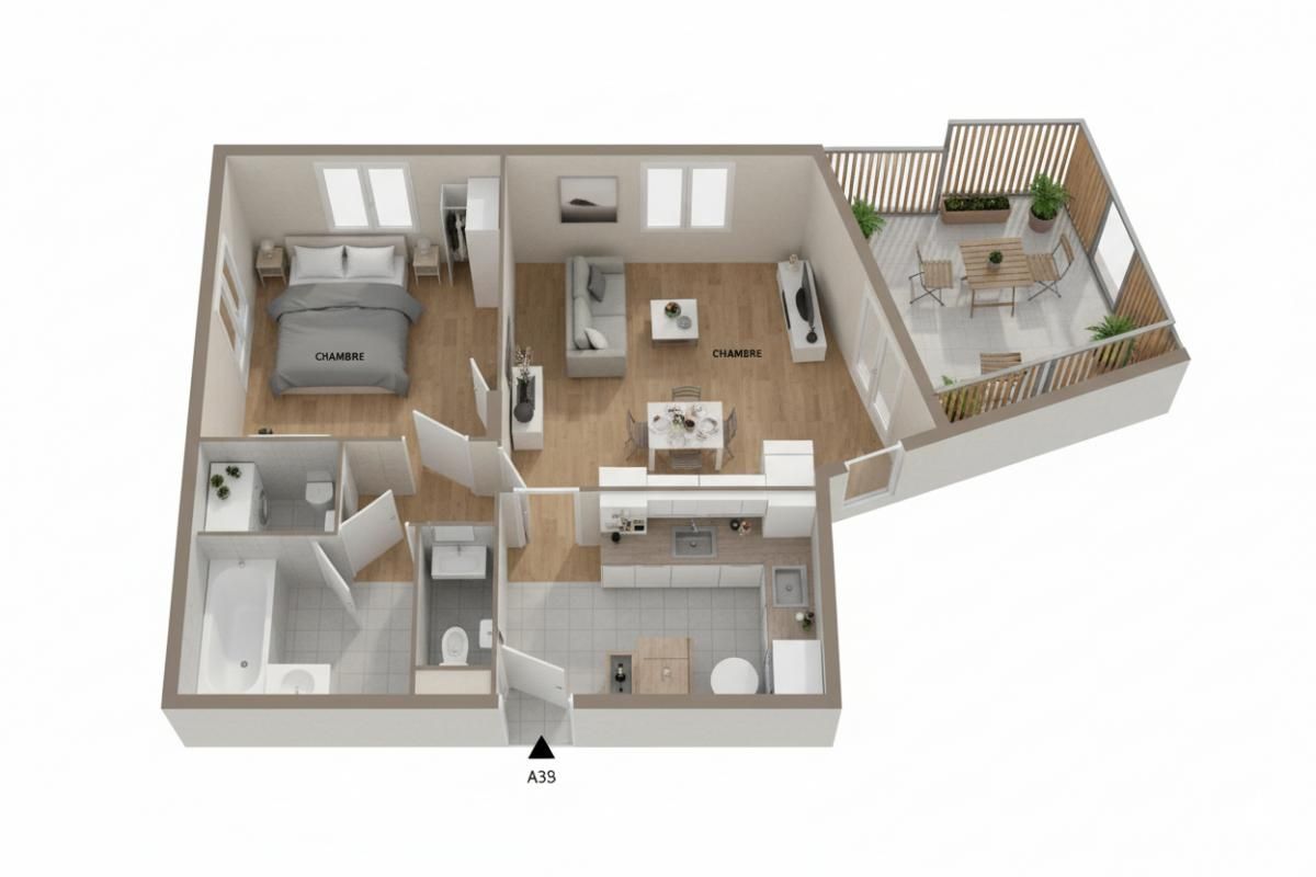 BEZIERS T2 lumineux de 51 m² avec terrasse et parking, Béziers (Centre ville) 2