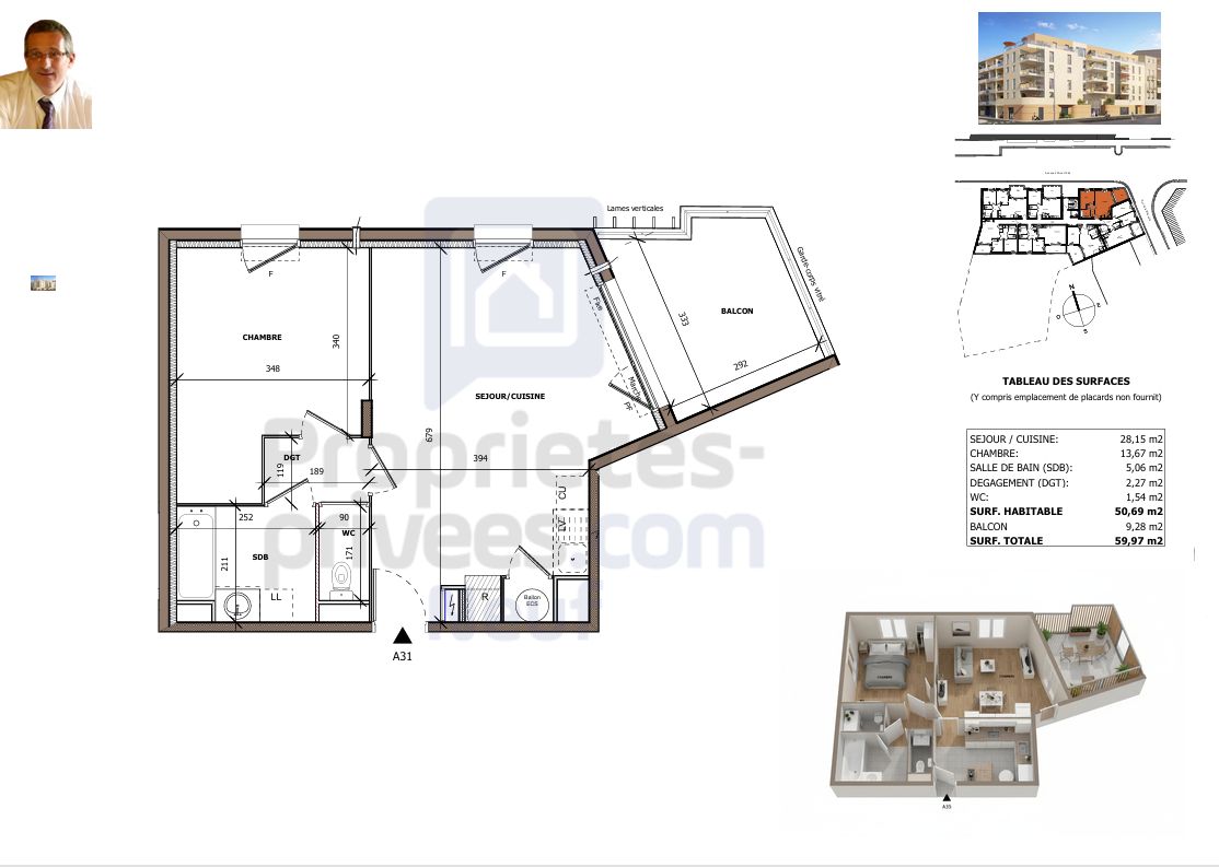 BEZIERS T2 lumineux de 51 m² avec terrasse et parking, Béziers (Centre ville) 3