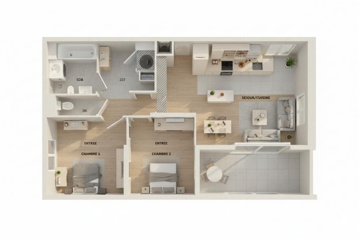 BEZIERS T3 lumineux de 62 m² avec terrasse exposée Sud et parking, Béziers (Centre ville) 3