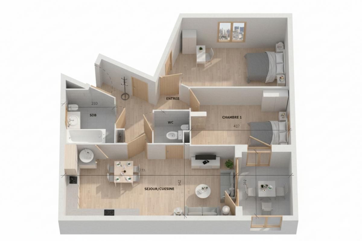 BEZIERS T3 de 62 m² avec terrasse et parking, Béziers (Centre ville) 2