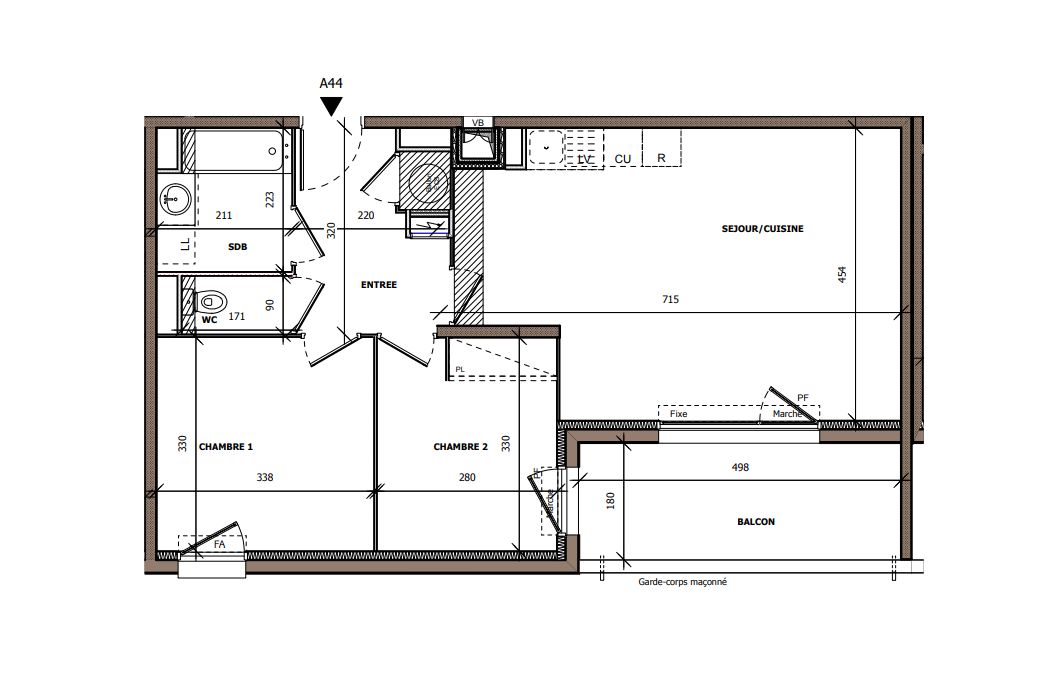BEZIERS T3 lumineux de 62 m², Terrasse Sud Béziers, quartier central 2