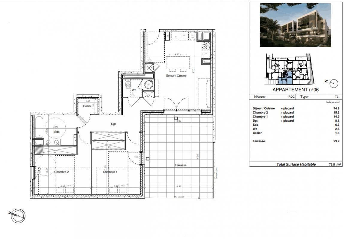 SETE Proche de l'Espace Brassens, T3 de plus de 72 m² en rez-de-chaussée, terrasse de près de 30 m²  Sud Ouest 2