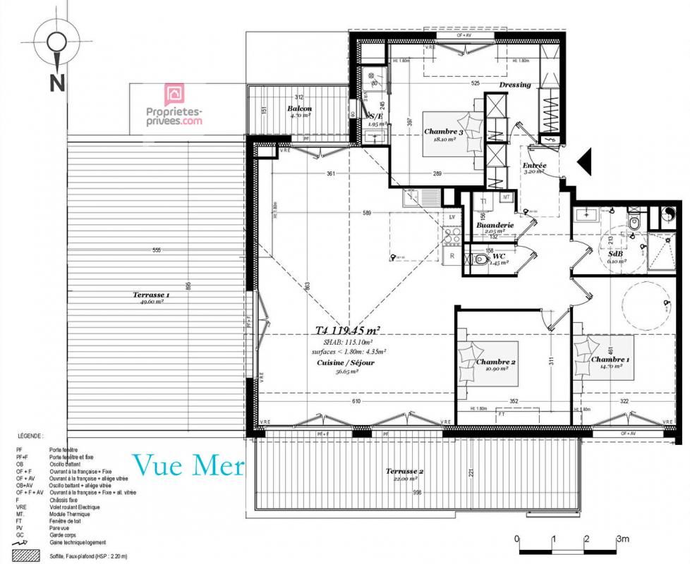 PERROS-GUIREC Appartement T4, dernier étage avec terrasse et vue mer, Perros-Guirec (22700) 2