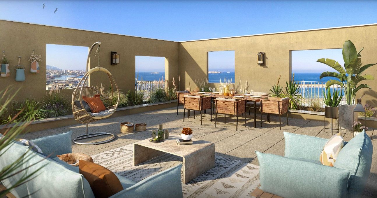 MARSEILLE-2E-ARRONDISSEMENT T4 de  87,92 m2 , au 16ème et Dernier étage ,Terrasse de 79 m2 2