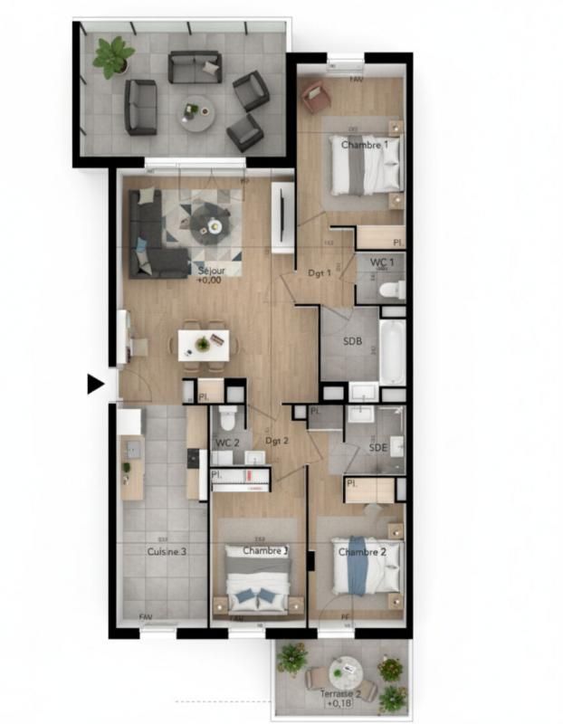 BEZIERS T4 90 m² sixième étage avec deux terrasses, Béziers (Avenue du Président Wilson) 3