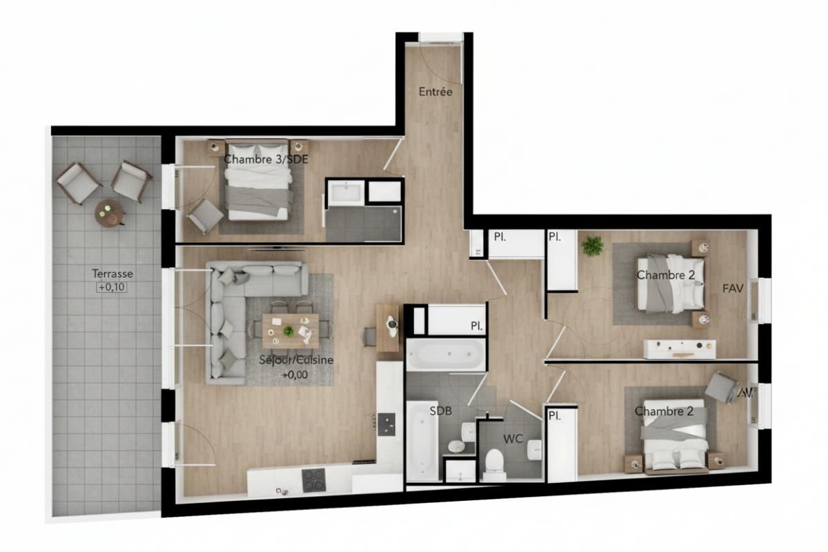 BEZIERS T4 80 m² cinquième étage avec terrasse 19 m² , Béziers (Avenue du Président Wilson) 3