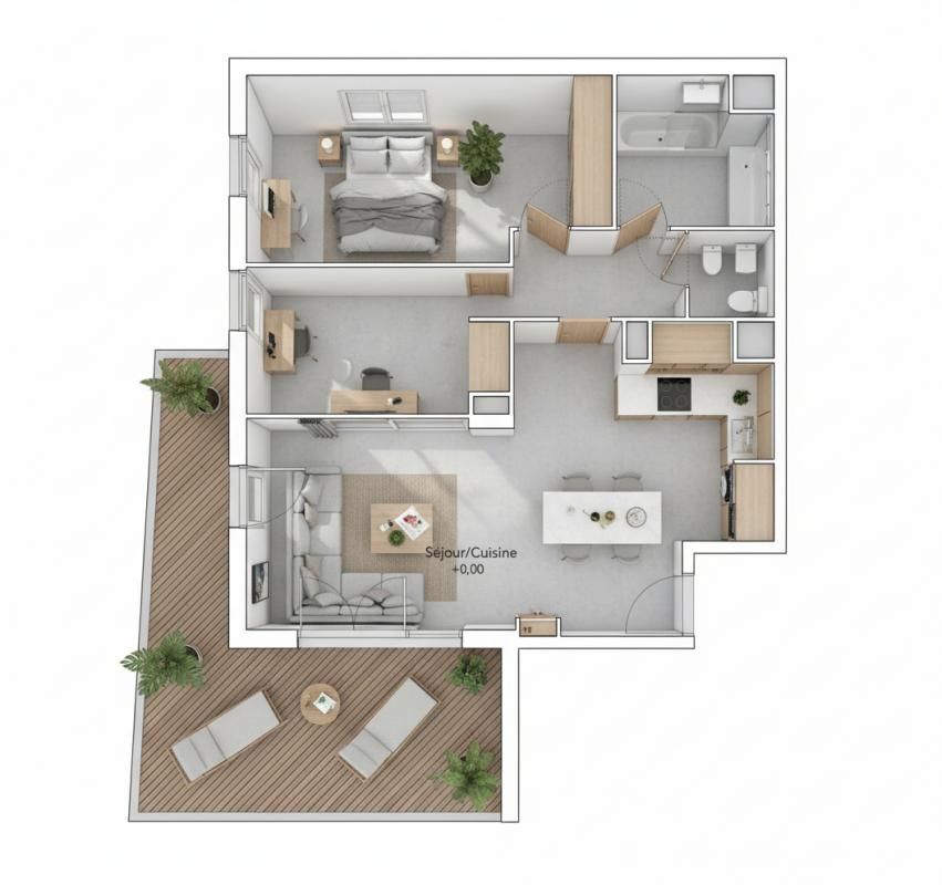 BEZIERS T3 67 m² deuxième étage avec terrasse de 19 m² Ouest, Béziers (Avenue du Président Wilson) 3