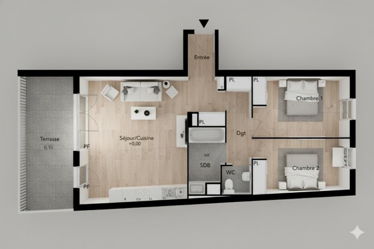 BEZIERS T3 68 m² troisième étage avec terrasse de 14,50 m², Béziers (Avenue du Président Wilson) 3