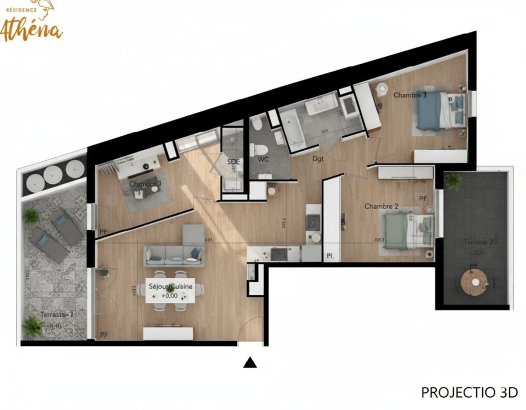 BEZIERS T4 86 m² troisième étage avec  deux terrasses, Béziers (Avenue du Président Wilson) 3