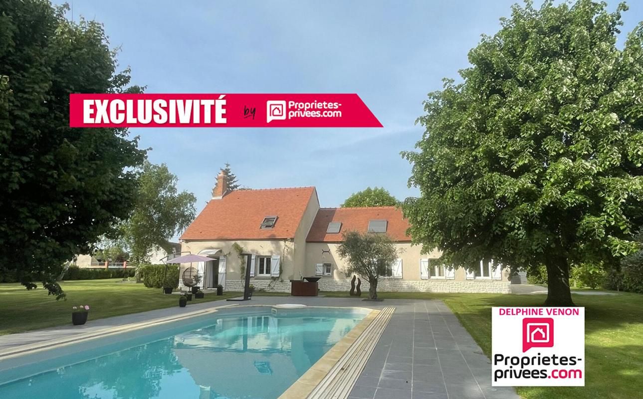 Exclusivité- Longère avec beaucoup de cachet avec piscine et parc arboré de 5585 m² proche Loire à Germigny Des Prés