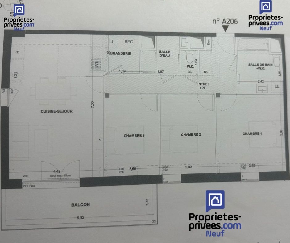 CANCALE ILLE-ET-VILAINE 35260 CANCALE APPARTEMENT  T4  / 86m2  AVEC BALCON 2
