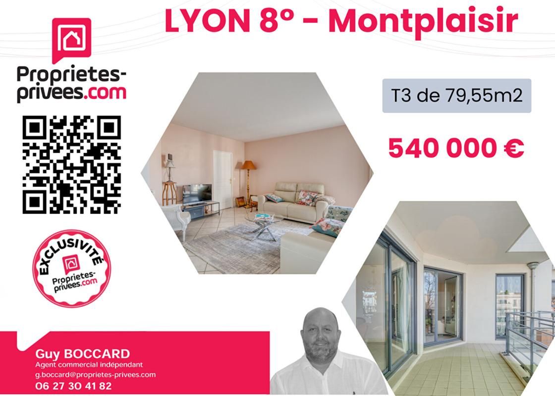 Appartement Lyon 3 pièce(s) 79.55 m2 avec balcons et cave