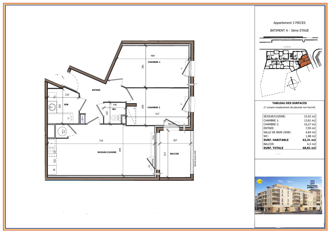BEZIERS T3 de 62 m² avec terrasse et parking, Béziers (Centre ville) 2