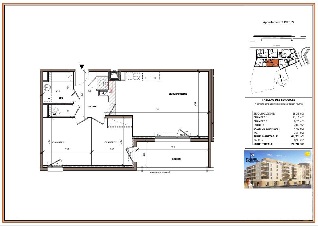 BEZIERS T3 63 m², Terrasse exposée Sud, Parking. Hyper centre Béziers 2