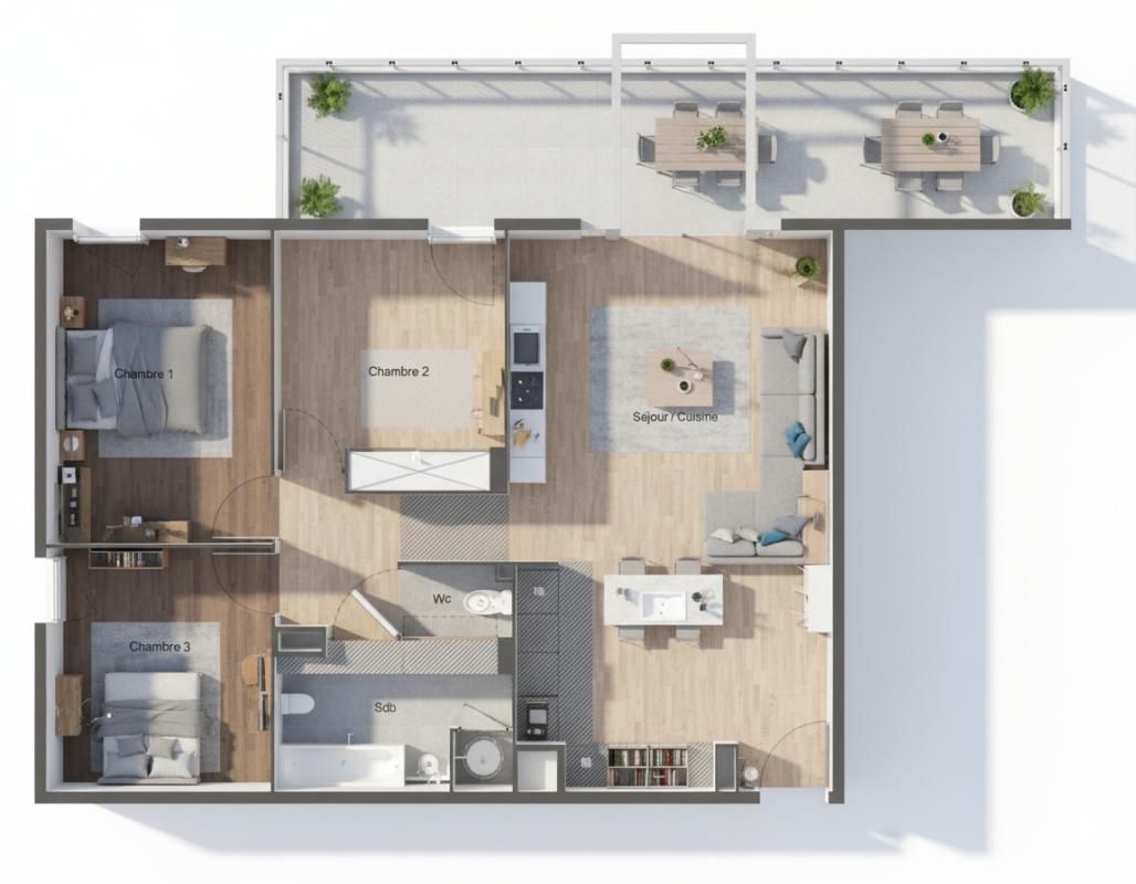 SETE A proximité de l'Espace Brassens, appartement en rez-de-chaussée de 78 m² avec terrasse de 22 m² 2