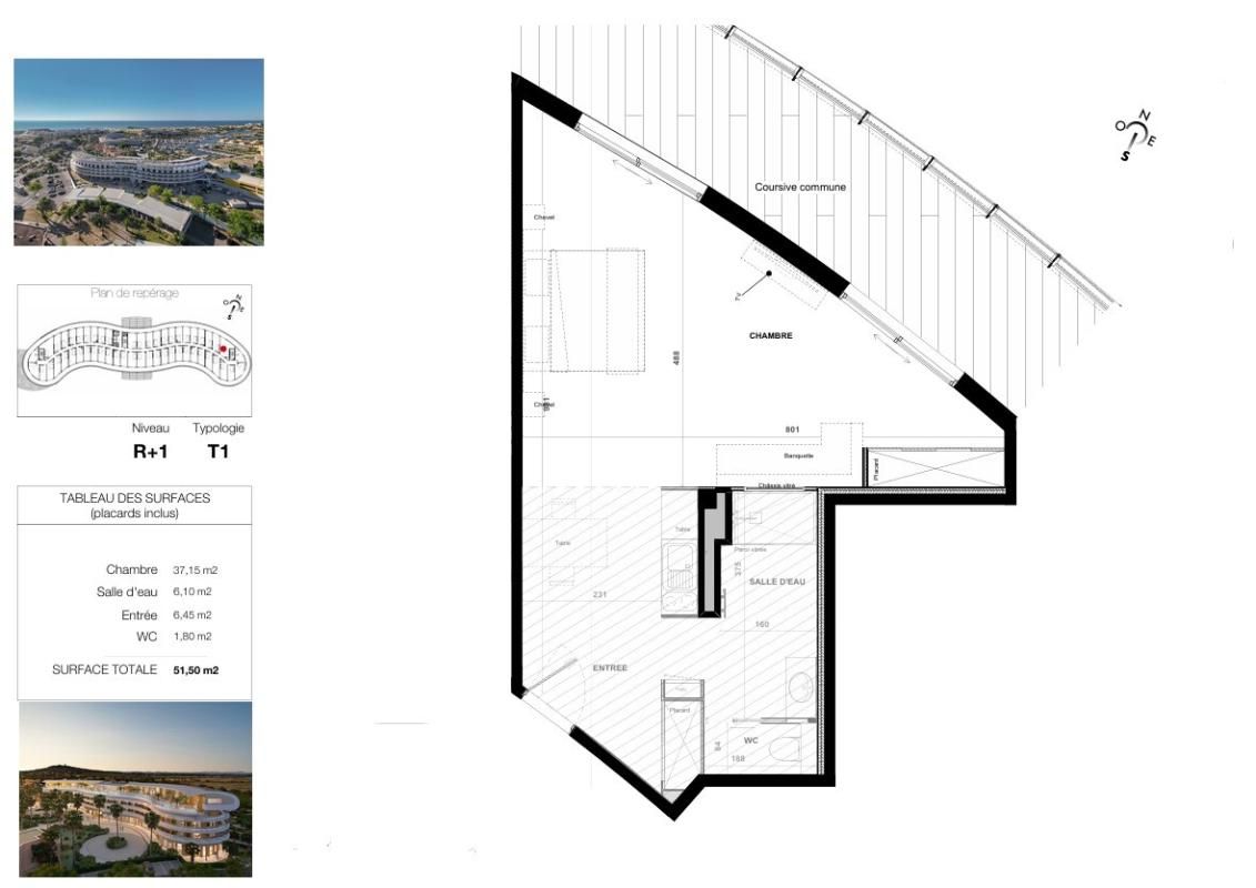 LE CAP D'AGDE Le haut de gamme s'invite dans ce T1 de 51,5 m² au sein du village naturiste du Cap d'Agde 2