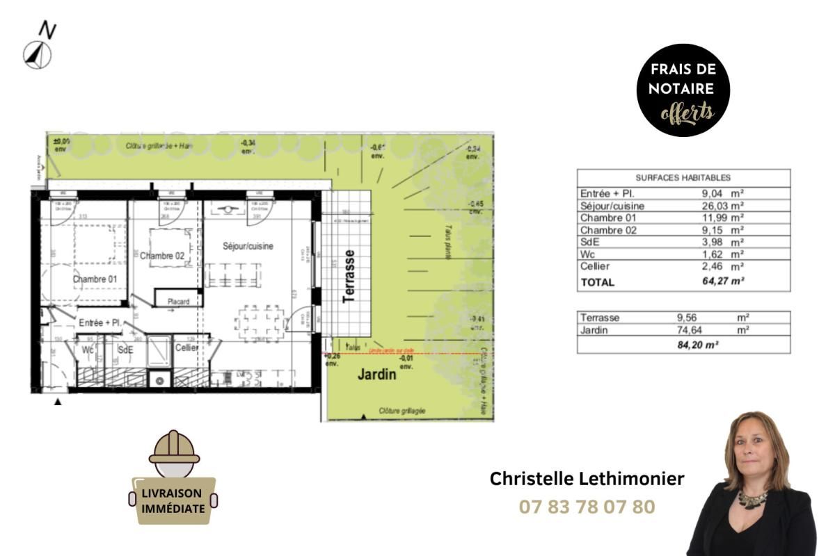 DINARD Appartement Dinard 3 pièces - 64.27 m2 - Jardin et local vélo privatifs + Parking 3