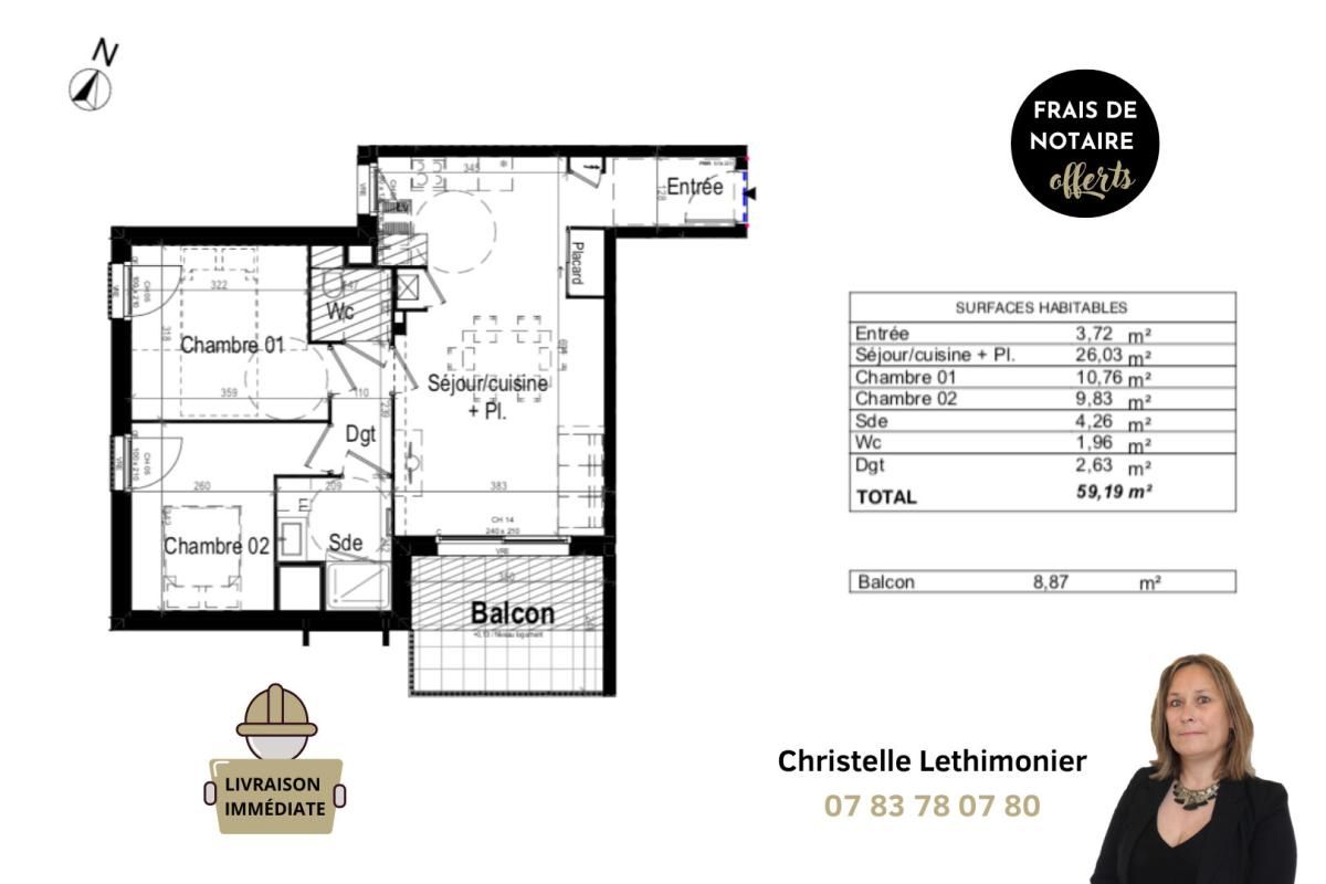 DINARD Appartement Dinard 3 pièces - 59,19 m2 - Balcon + Parking 3
