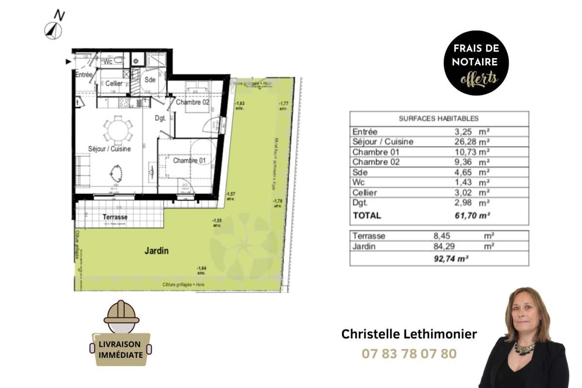 DINARD Appartement Dinard 3 pièceS - 61.70 m2 - Jardin + Terrasse + Parking 2