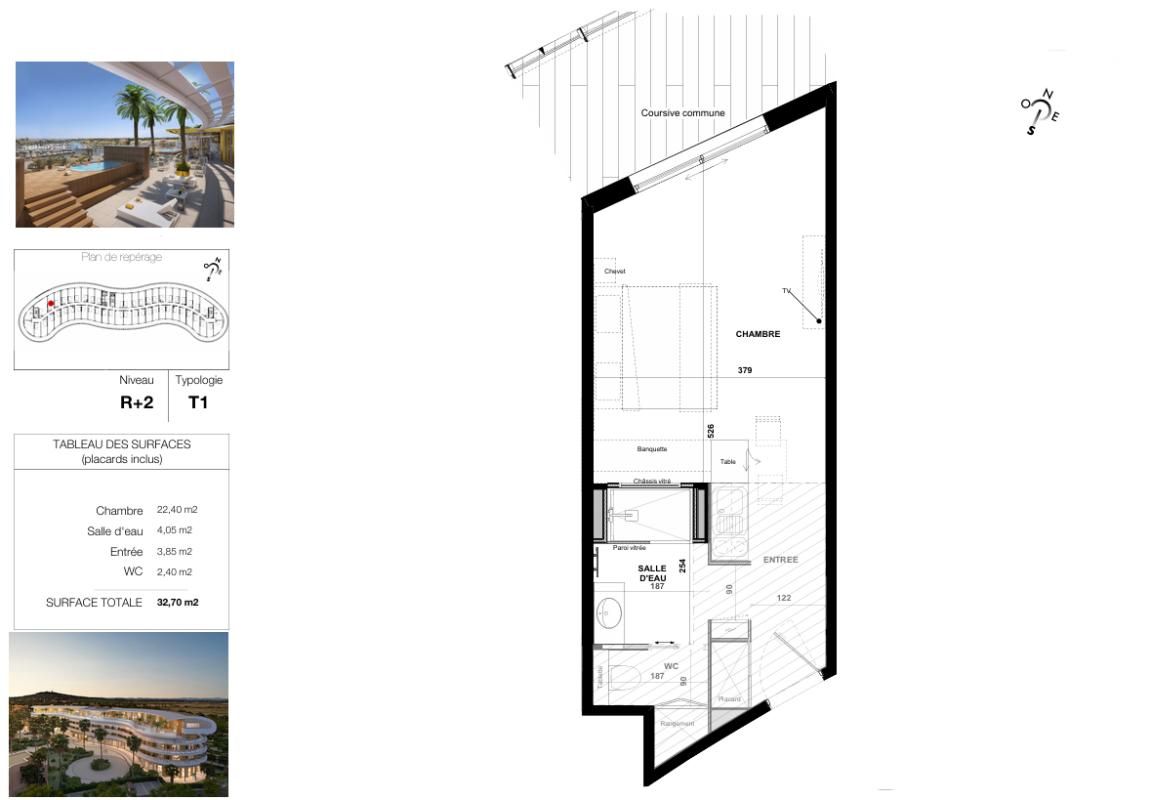 LE CAP D'AGDE Le haut de gamme s'invite dans ce T1 de près de 33 m² exposé Ouest au sein du village naturiste du Cap d'Agde 2