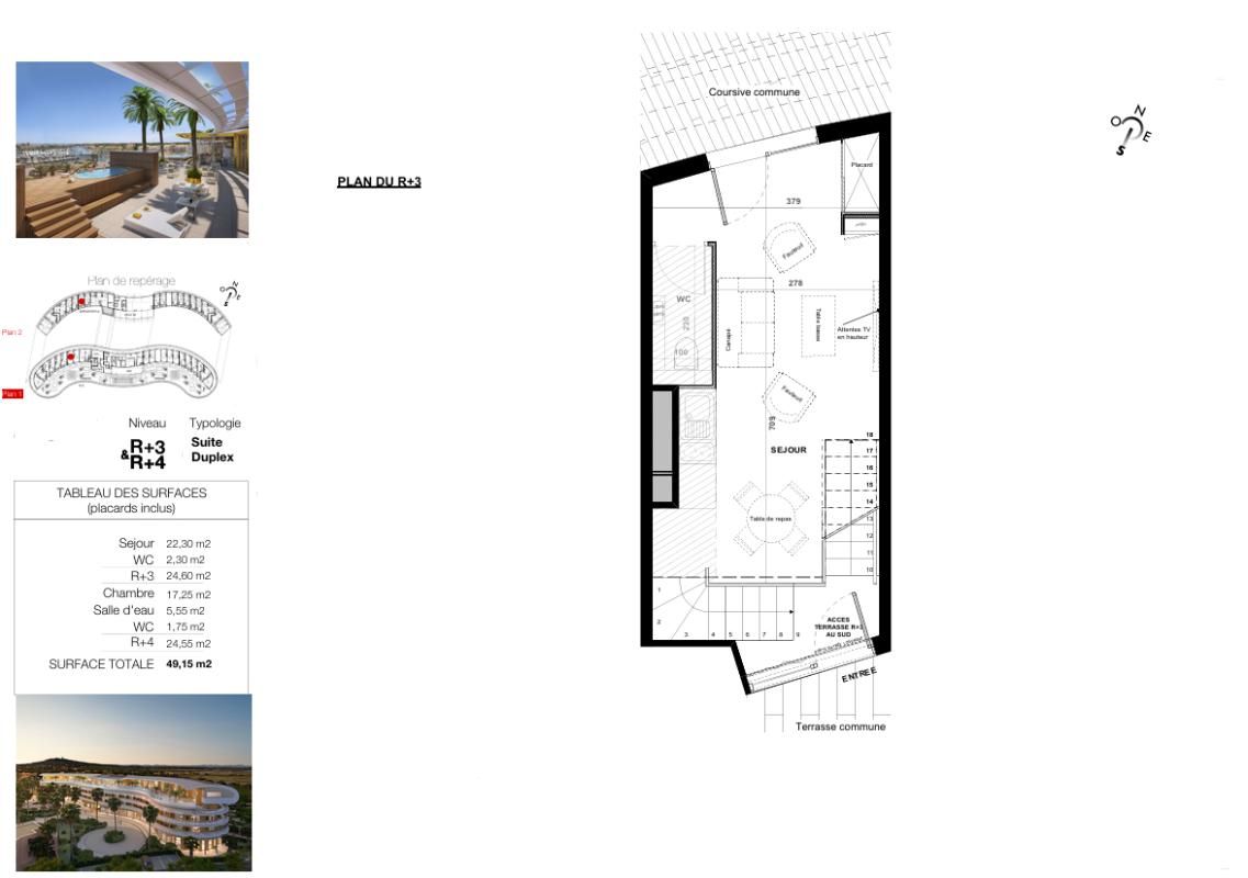 LE CAP D'AGDE Le haut de gamme s'invite dans ce Duplex de plus de 49 m² exposé Sud au sein du village naturiste du Cap d'Agde 2
