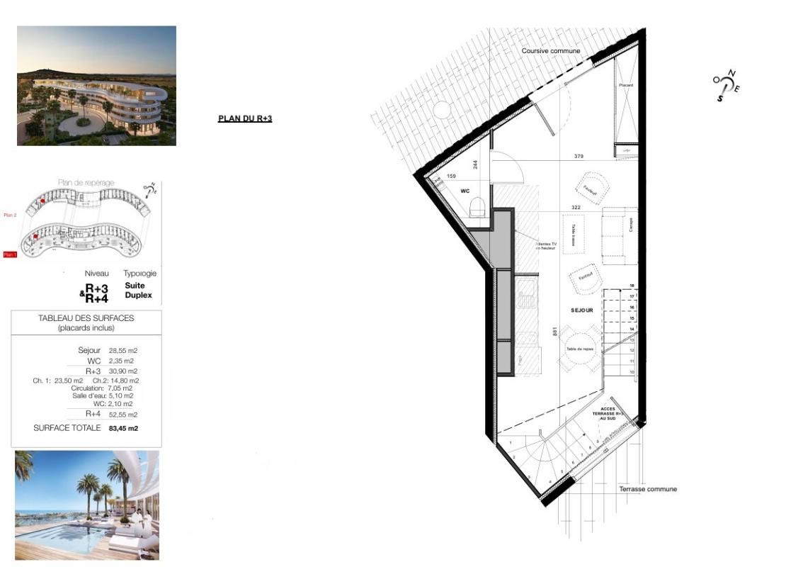 LE CAP D'AGDE Le haut de gamme s'invite dans ce Duplex de plus de 83 m² exposé Sud au sein du village naturiste du Cap d'Agde 2