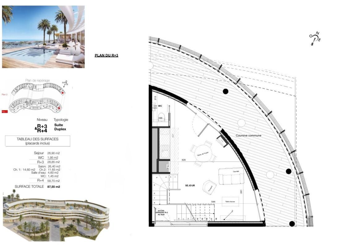 LE CAP D'AGDE Le haut de gamme s'invite dans ce Duplex de 87,55 m² exposé Sud au sein du village naturiste du Cap d'Agde 2