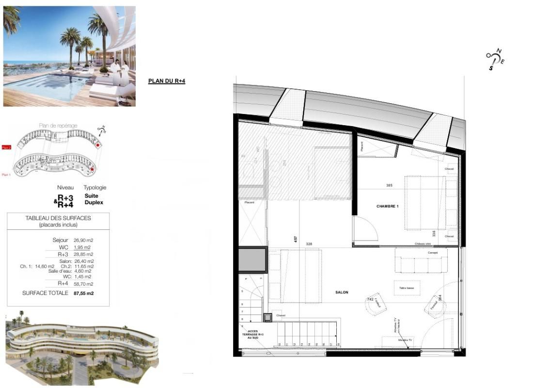 LE CAP D'AGDE Le haut de gamme s'invite dans ce Duplex de 87,55 m² exposé Sud au sein du village naturiste du Cap d'Agde 3