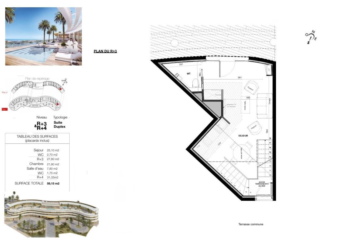 LE CAP D'AGDE Le haut de gamme s'invite dans ce Duplex de plus de 59 m² au sein du village naturiste du Cap d'Agde 2