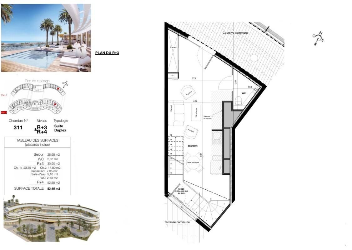 LE CAP D'AGDE Le haut de gamme s'invite dans ce Duplex de plus de 83 m² au sein du village naturiste du Cap d'Agde 2