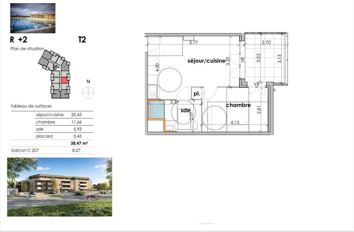 SAUVIAN À 10 min des plages, T2 de plus de plus de 38 m² avec balcon exposé Ouest et parking privatif 2