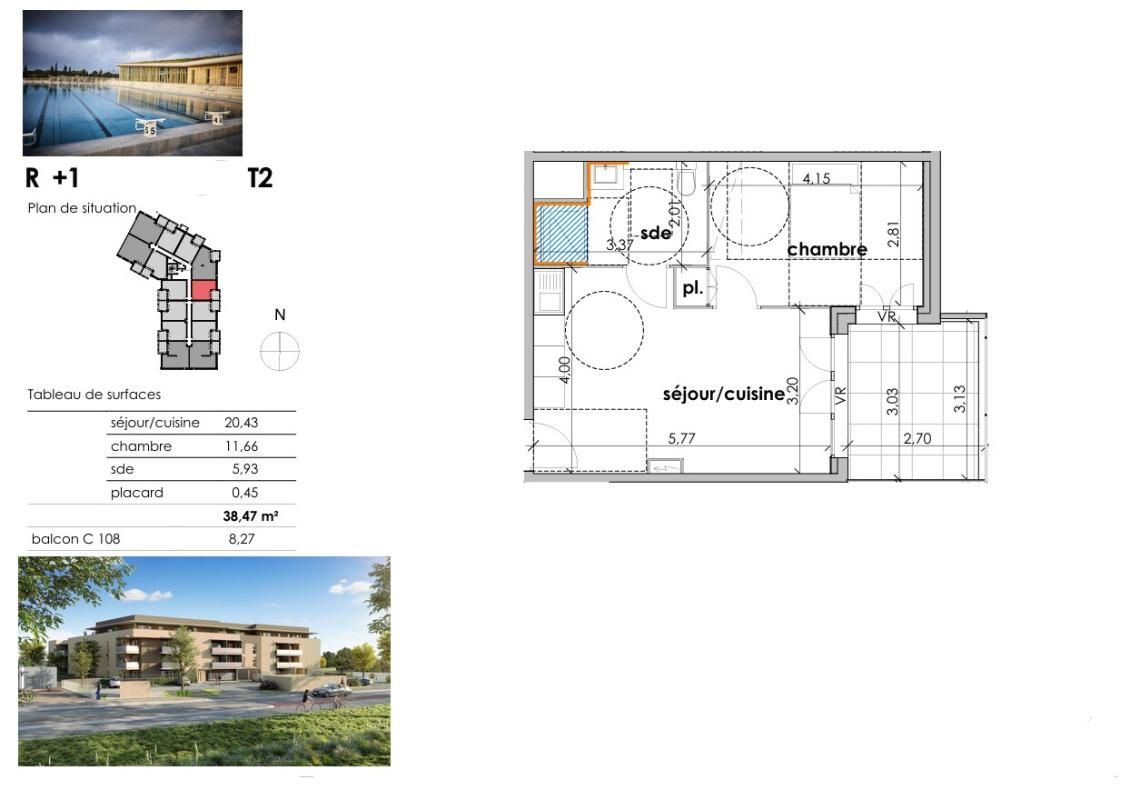 SAUVIAN À 10 min des plages, T2 de plus de plus de 38 m² avec balcon exposé Ouest et parking privatif 2