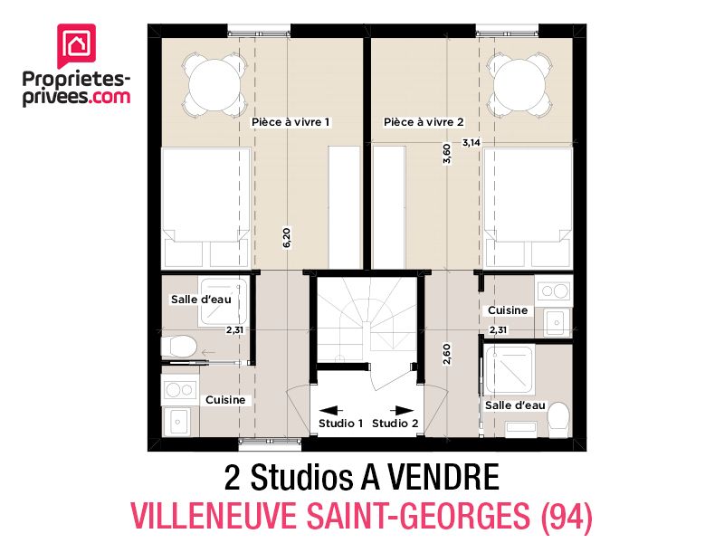 1 Lot 28M2 - 2 Appartements de 14M2 - 94190 - VILLENEUVE- SAINT-GEORGES