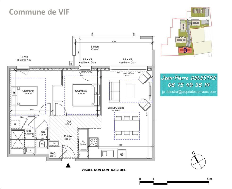 VIF APPARTEMENT 3 PIECES avec balcon Box et parking privatif à VIF 2