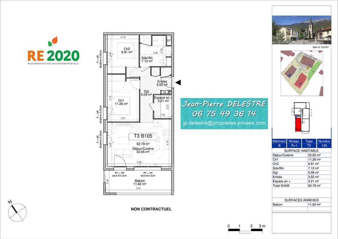 LE TOUVET 3 PIECES 62 M² AVEC PARKING PRIVATIF COUVERT AU TOUVET - VALLEE DU GRESIVAUDAN 3