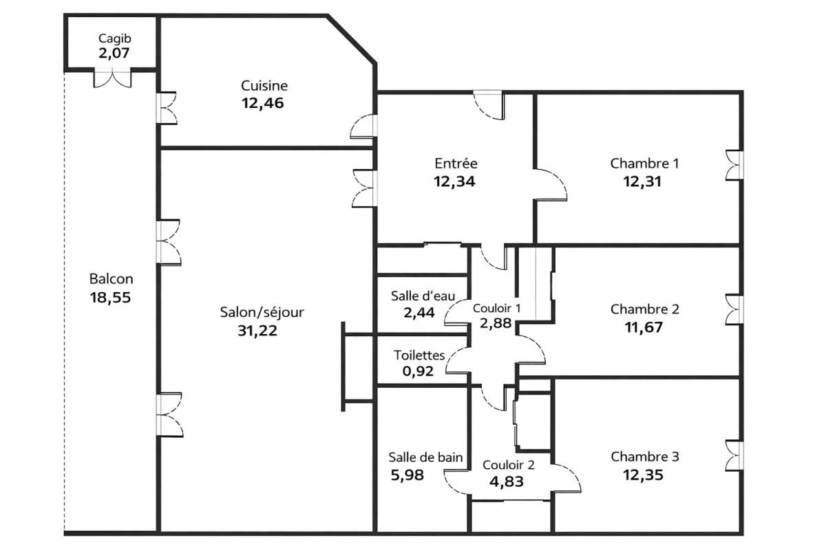 CHARBONNIERES-LES-BAINS CHARBONNIERES  LES BAINS . Appartement  109m2 CARREZ - 4 pièces- Avec terrasse ,cave et garage 3