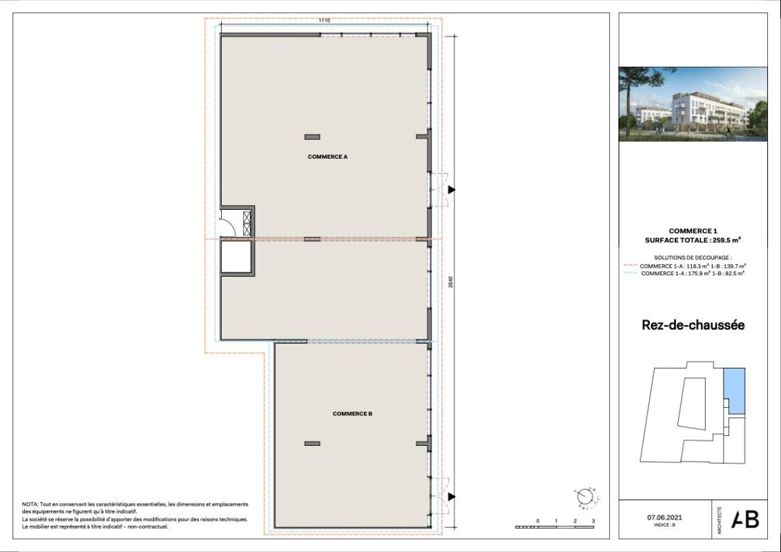 AVIGNON Secteur Monteux 84170-  Local commercial 259,50 m² divisible 4