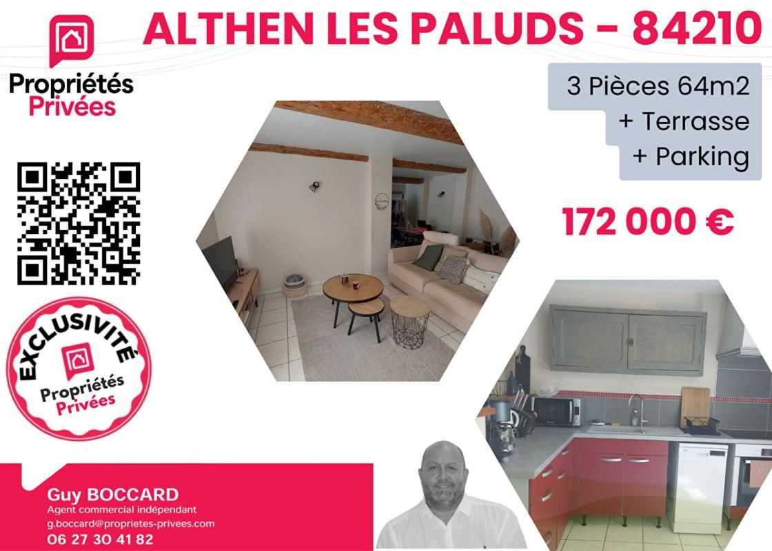 Appartement Althen Des Paluds 3 pièce(s) 64 m2
