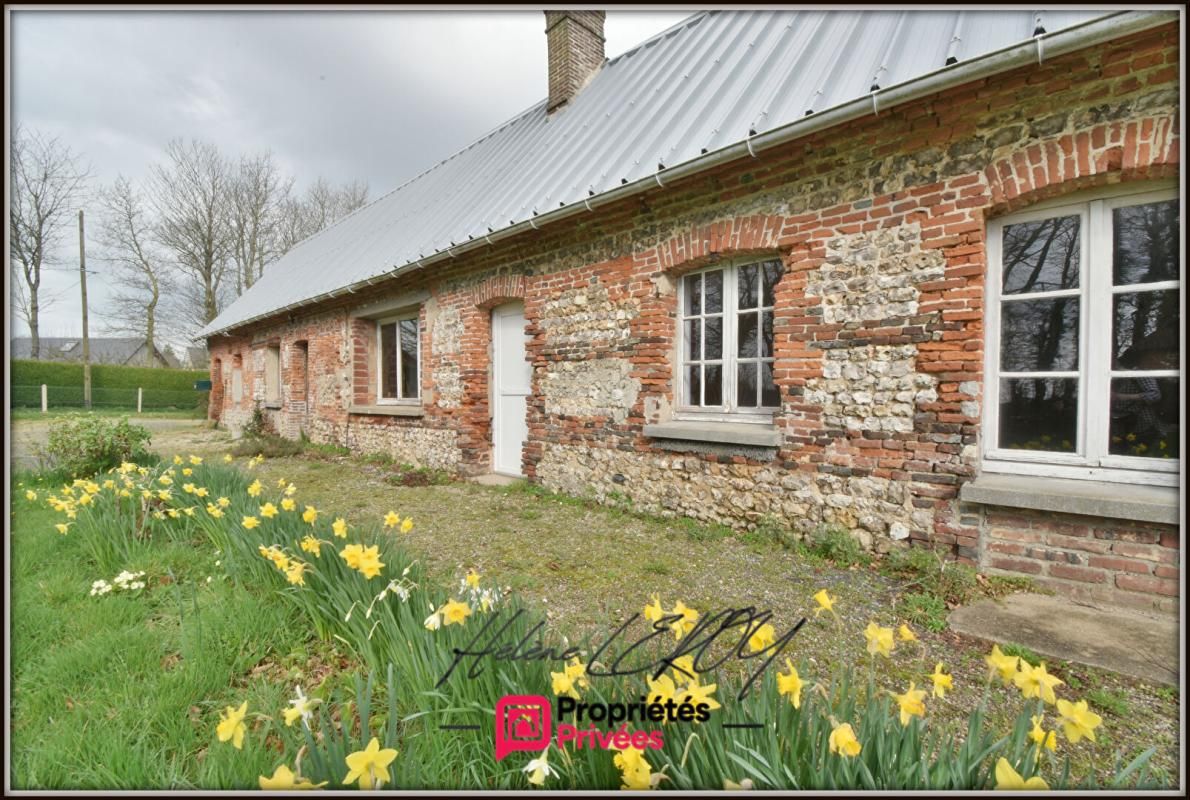 ANGERVILLE-LA-MARTEL Longère normande en briques et silex à rénover. Environnement calme et sans vis-à-vis 1
