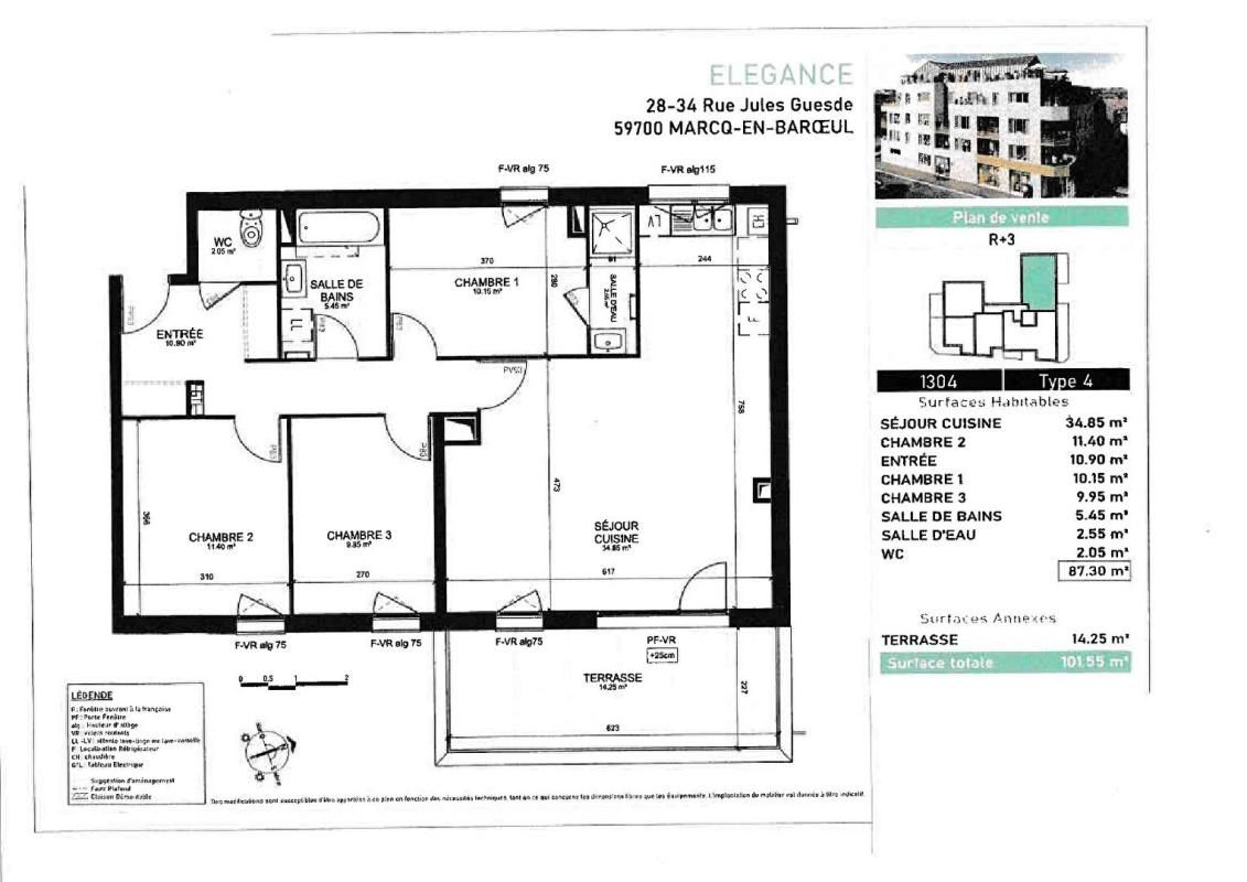 MARCQ-EN-BAROEUL Marcq en Baroeul appartement 3 chambres 2