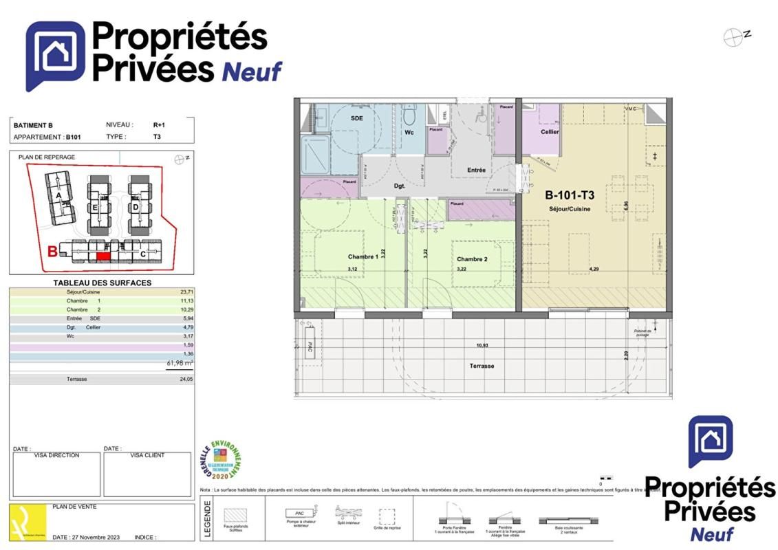 NARBONNE Appartement  3 pièce(s) 61.98 m2 2