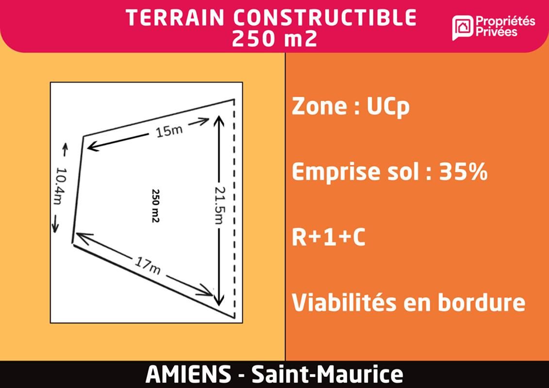 AMIENS Terrain constructible 250 m2 -  Amiens Saint-Maurice 3