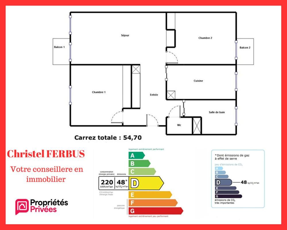 LE BOURGET 93350 LE BOURGET - Appartement 3 pièces 54.70 m²- 2 Chambres - 2 Balcons - Stationnement libre en extérieur 1
