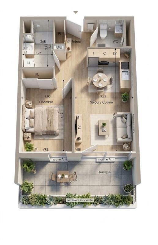 SETE Corniche de Sète. T2 de standing, Terrasse avec jardinière 17 m² Sud, Bord de Mer 3
