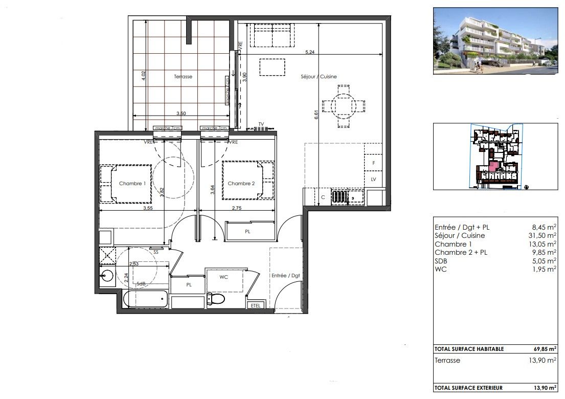 SETE Corniche de Sète. T3 de standing, Terrasse de 16 m² Ouest, Bord de Mer 2