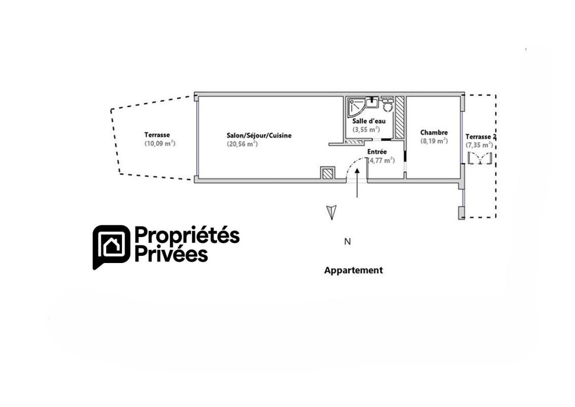 CAGNES-SUR-MER LE GRAND LARGE 2P traversant rez-de-jardin 37 m²  2 terrasses + parking 3