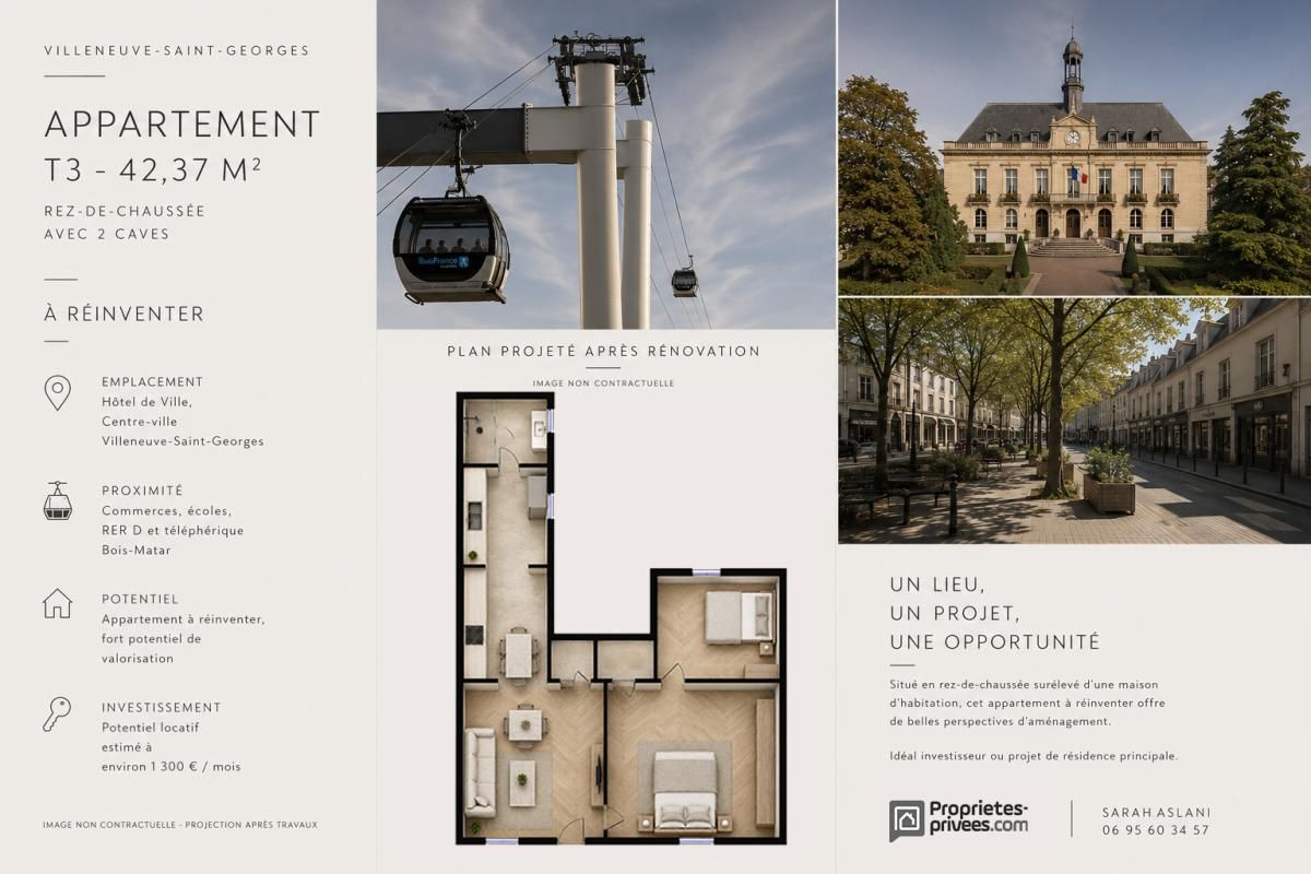 94190 VILLENEUVE SAINT GEORGES - Appartement T3 avec jardin partagé + cave