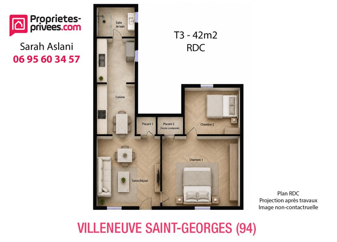 VILLENEUVE-SAINT-GEORGES 94190 VILLENEUVE SAINT GEORGES - Appartement T3 avec jardin partagé + cave 2