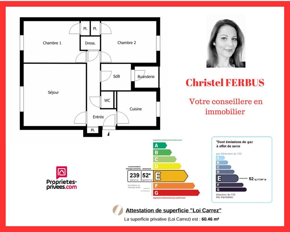 93220 GAGNY - Appartement 3 pièces 60.46 m² - 2 Chambres - Balcon - Parking -Cave- Proche Gare RER E Gagny