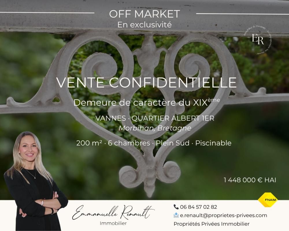 VANNES Albert 1er · Demeure de caractère · 200 m² · Jardin clos plein Sud